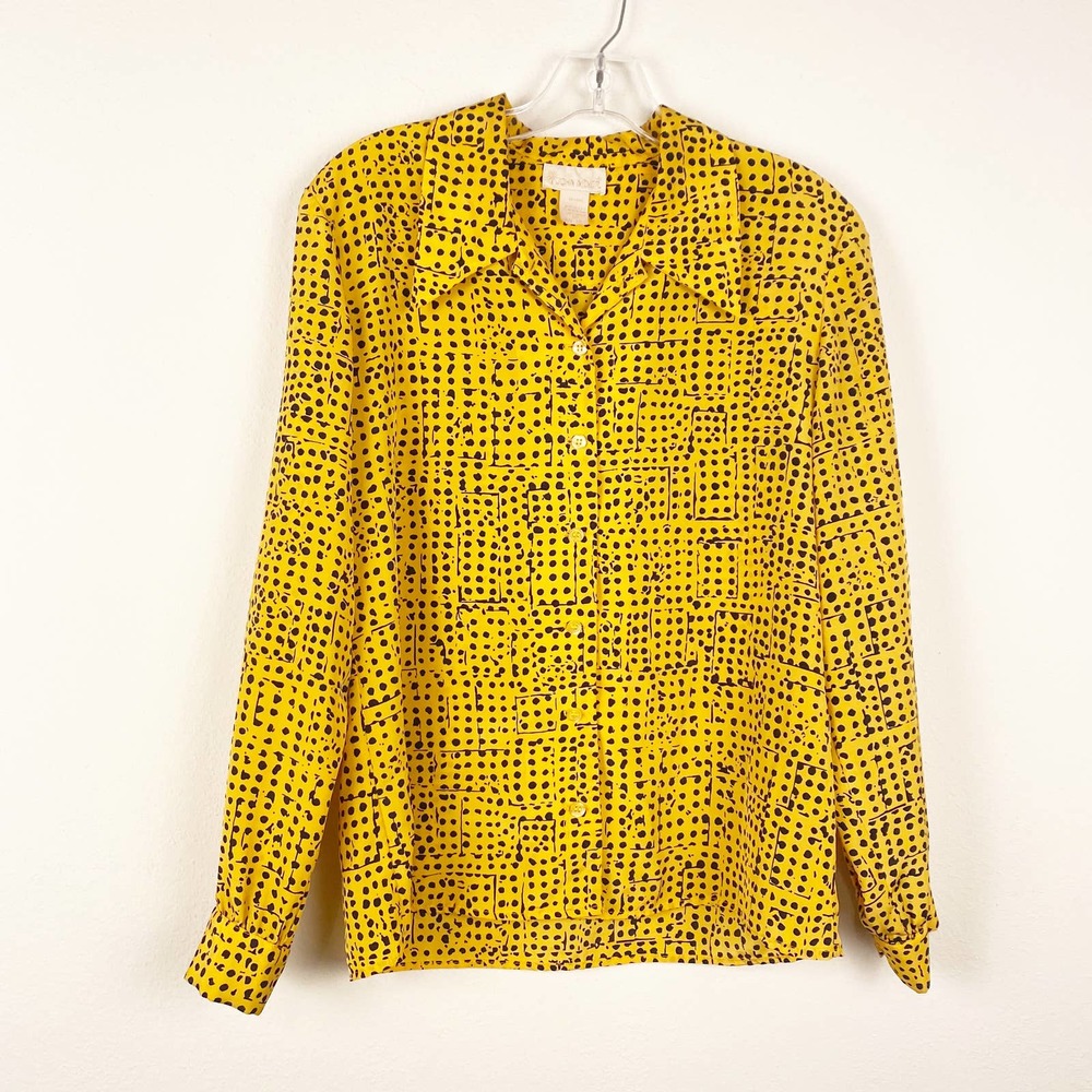 VTG John Meyer Yellow Dotted Button Blouse , 10